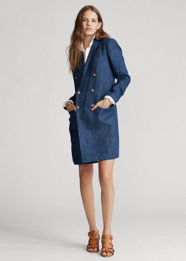 Women's Polo Ralph Lauren Double-Breasted Linen Blazers | 206813UWJ